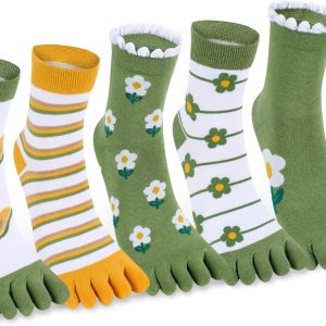 Women Toe Socks Funny Cute Five Finger Socks for Girls Colorful Cotton Crew Ankle Novelty Athletic Running Sock