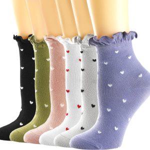 Womens Socks, Ruffle Casual Ankle Socks Breathable Cool Cotton Knit Lettuce Crew Sock 6 Pack